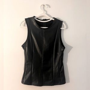 7 For All Mankind Leather Sleeveless Blouse